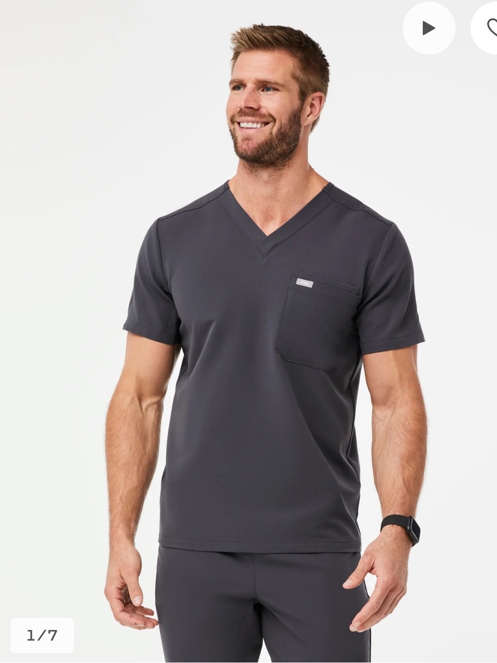 Figs Leon Scrub Top in Charcoal men’s sz L